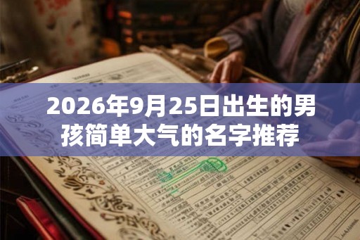 2026年9月25日出生的男孩简单大气的名字推荐
