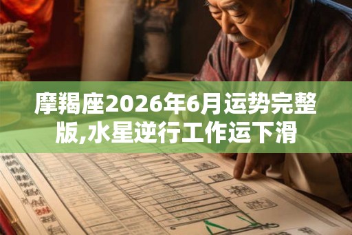 摩羯座2026年6月运势完整版,水星逆行工作运下滑