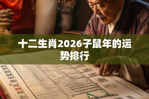 十二生肖2026子鼠年的运势排行