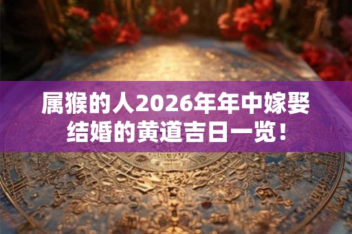 属猴的人2026年年中嫁娶结婚的黄道吉日一览！