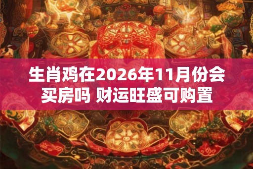 生肖鸡在2026年11月份会买房吗 财运旺盛可购置