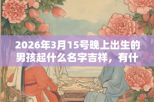 2026年3月15号晚上出生的男孩起什么名字吉祥，有什么名字推荐？