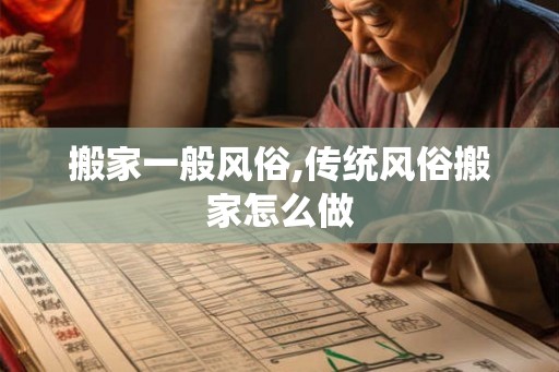 搬家一般风俗,传统风俗搬家怎么做
