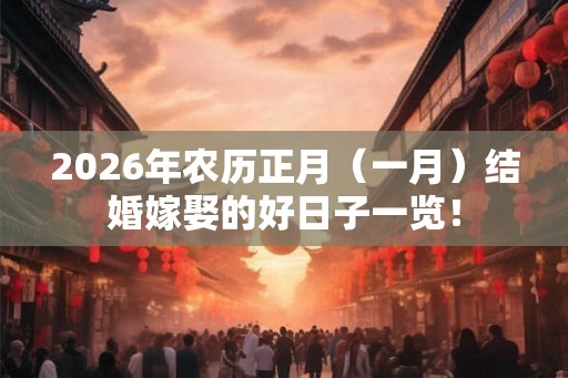 2026年农历正月（一月）结婚嫁娶的好日子一览！
