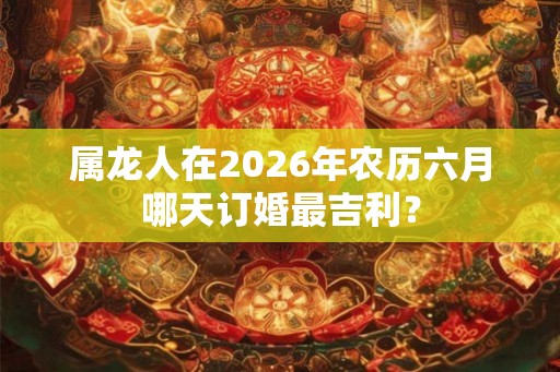 属龙人在2026年农历六月哪天订婚最吉利？