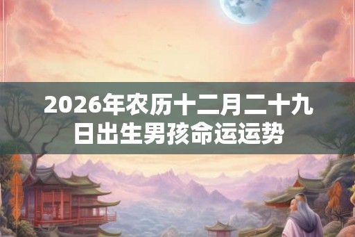 2026年农历十二月二十九日出生男孩命运运势