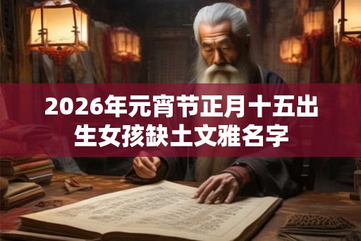 2026年元宵节正月十五出生女孩缺土文雅名字