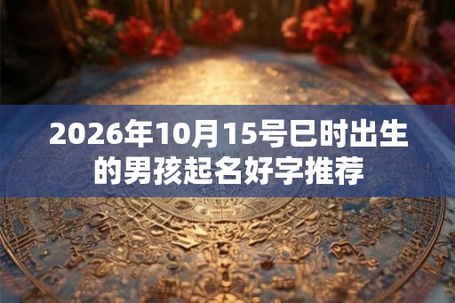 2026年10月15号巳时出生的男孩起名好字推荐