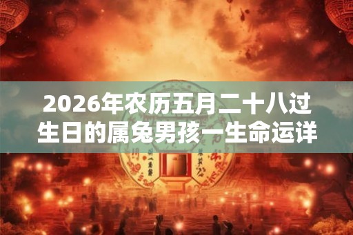 2026年农历五月二十八过生日的属兔男孩一生命运详解