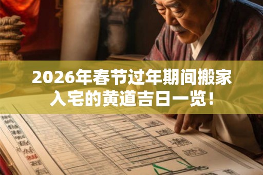 2026年春节过年期间搬家入宅的黄道吉日一览！