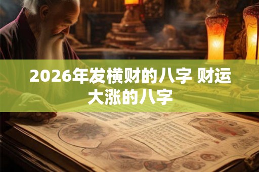 2026年发横财的八字 财运大涨的八字