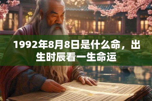 1992年8月8日是什么命，出生时辰看一生命运