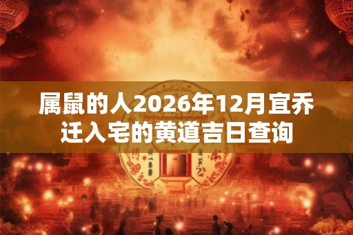 属鼠的人2026年12月宜乔迁入宅的黄道吉日查询