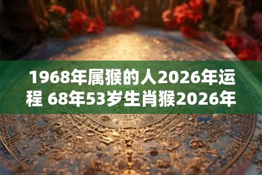 1968年属猴的人2026年运程 68年53岁生肖猴2026年运势