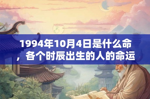 1994年10月4日是什么命，各个时辰出生的人的命运