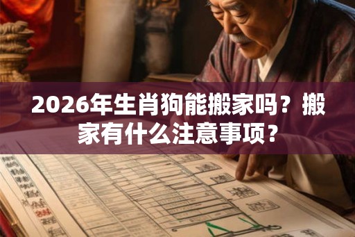 2026年生肖狗能搬家吗？搬家有什么注意事项？