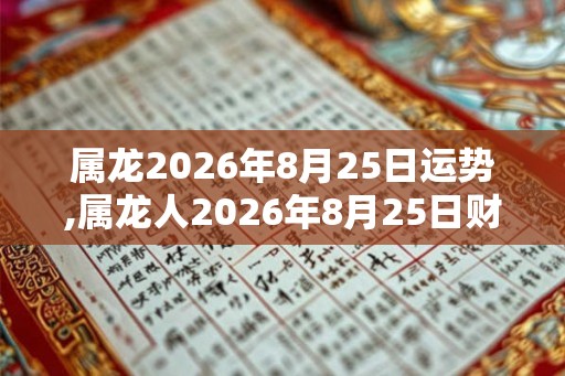 属龙2026年8月25日运势,属龙人2026年8月25日财运,生肖龙2026年8月25日运势
