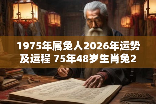 1975年属兔人2026年运势及运程 75年48岁生肖兔2026年每月运势