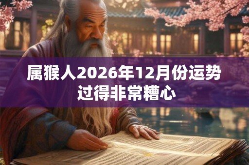 属猴人2026年12月份运势 过得非常糟心 属猴人2026年12月份运势 过得非常糟心