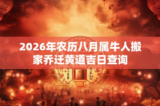 2026年农历八月属牛人搬家乔迁黄道吉日查询