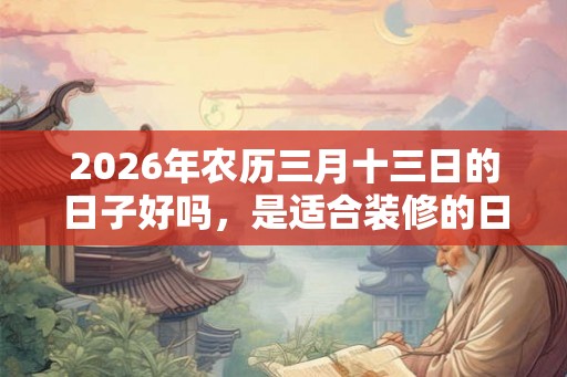2026年农历三月十三日的日子好吗，是适合装修的日子吗？