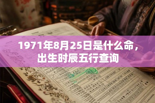 1971年8月25日是什么命，出生时辰五行查询