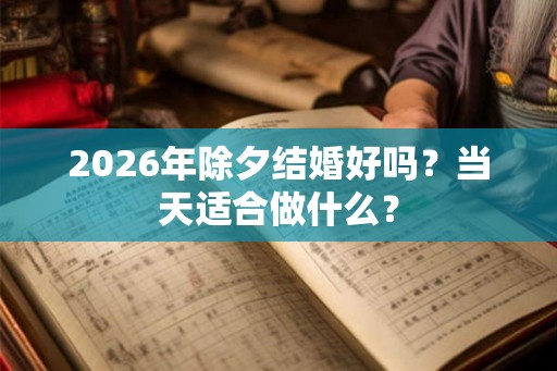 2026年除夕结婚好吗？当天适合做什么？