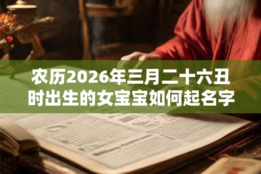 农历2026年三月二十六丑时出生的女宝宝如何起名字有特色，五行属什么