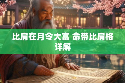 比肩在月令大富 命带比肩格详解 比肩在月令大富 命带比肩格详解