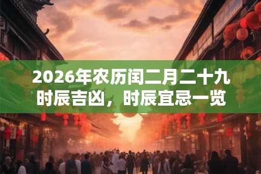 2026年农历闰二月二十九时辰吉凶，时辰宜忌一览