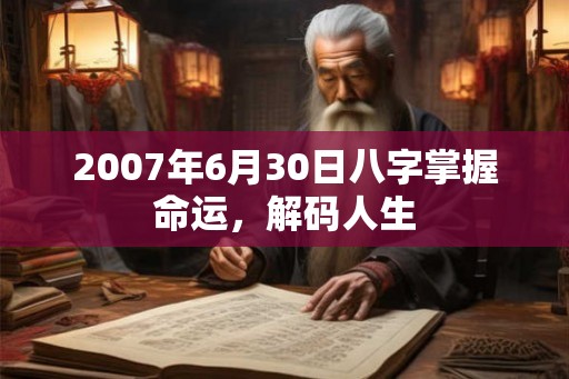 2007年6月30日八字掌握命运，解码人生