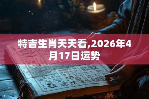 特吉生肖天天看,2026年4月17日运势