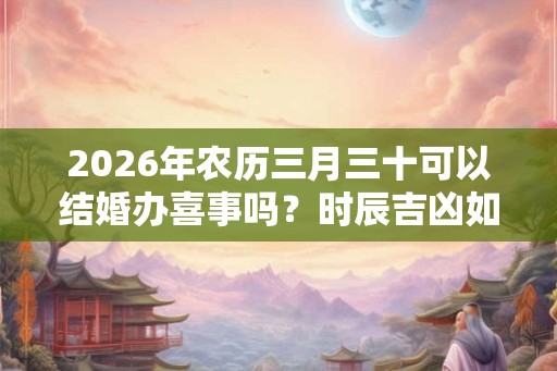 2026年农历三月三十可以结婚办喜事吗？时辰吉凶如何？