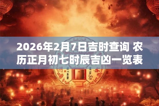 2026年2月7日吉时查询 农历正月初七时辰吉凶一览表