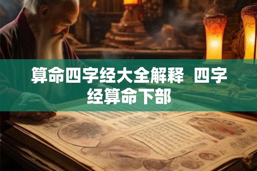 算命四字经大全解释  四字经算命下部