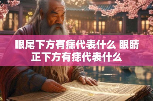 眼尾下方有痣代表什么 眼睛正下方有痣代表什么