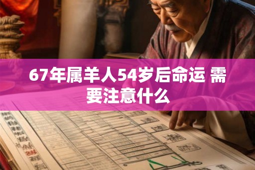 67年属羊人54岁后命运 需要注意什么