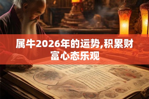 属牛2026年的运势,积累财富心态乐观 属牛2026年的运势,积累财富心态乐观
