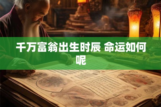 千万富翁出生时辰 命运如何呢