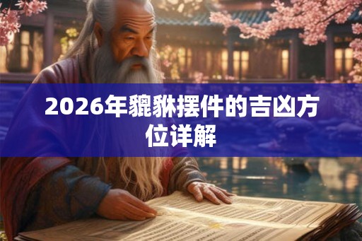 2026年貔貅摆件的吉凶方位详解