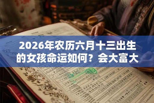 2026年农历六月十三出生的女孩命运如何？会大富大贵吗？