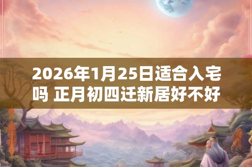 2026年1月25日适合入宅吗 正月初四迁新居好不好