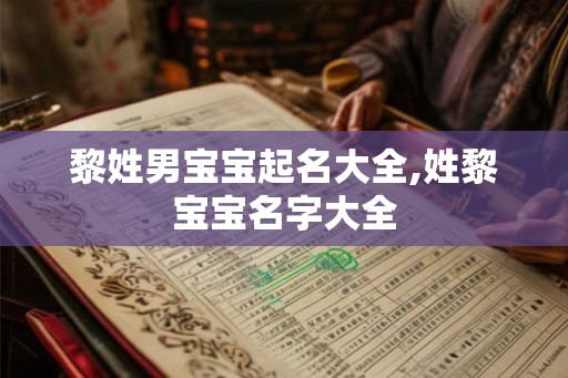 黎姓男宝宝起名大全,姓黎宝宝名字大全