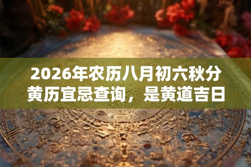2026年农历八月初六秋分黄历宜忌查询，是黄道吉日吗？