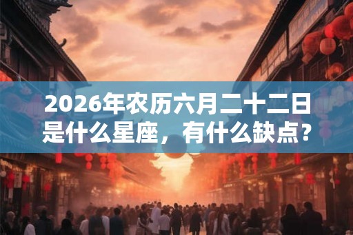 2026年农历六月二十二日是什么星座，有什么缺点？