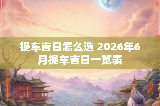 提车吉日怎么选 2026年6月提车吉日一览表
