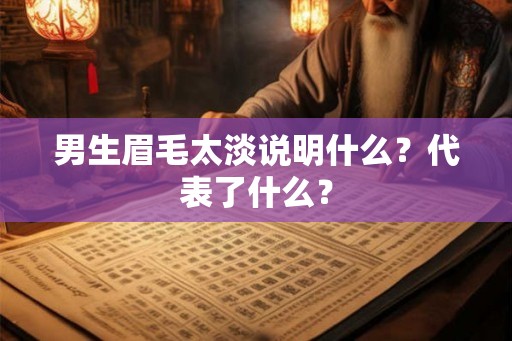 男生眉毛太淡说明什么？代表了什么？