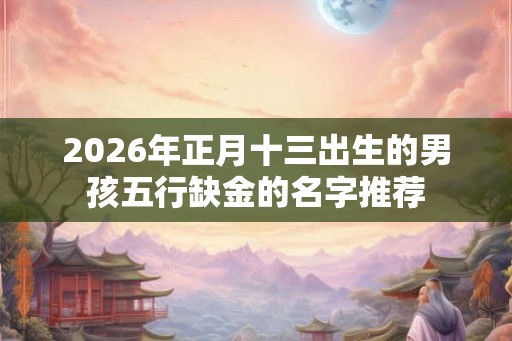 2026年正月十三出生的男孩五行缺金的名字推荐