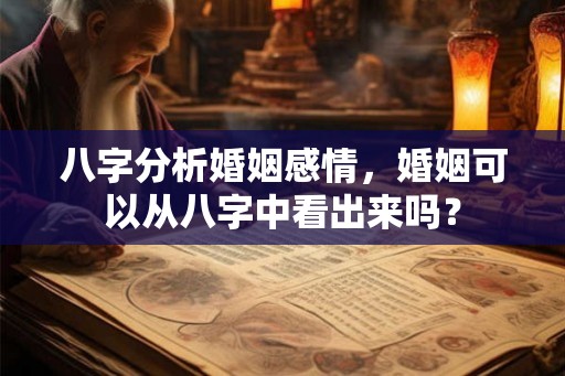 八字分析婚姻感情，婚姻可以从八字中看出来吗？