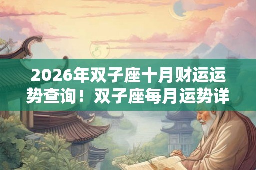 2026年双子座十月财运运势查询！双子座每月运势详解